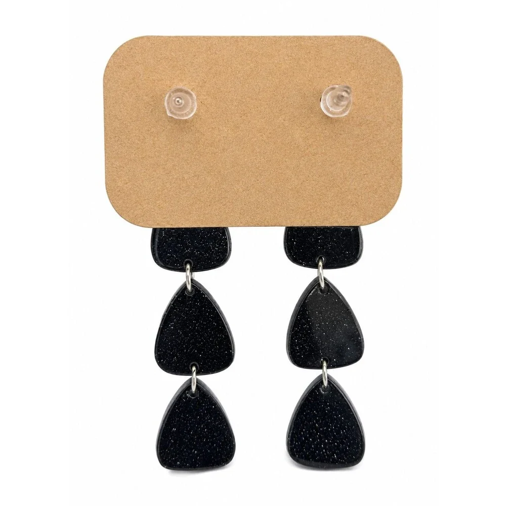 Candy Corn Glitter Triple Drop Dangle Earrings Spooky Cute Halloween NEW